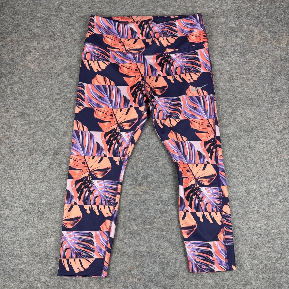 Nike Dri Fit Speed Running Tight 22" Polyester Stretch Floral Womens XL
